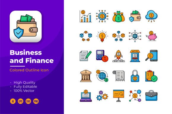 Clean Financial Iconography for Digital Projects