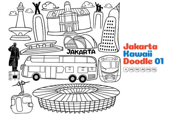 Jakarta Kawaii Doodle Vector Art: 100 Customizable Designs