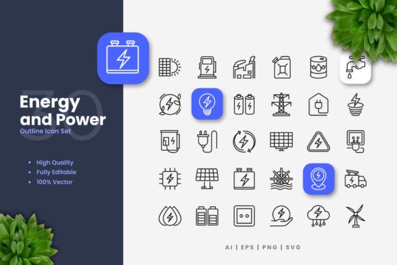 Power Up Your Projects with Simple and Clean Energy Icons