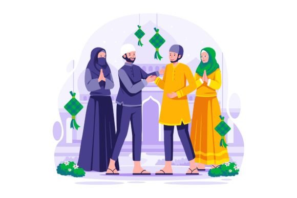 The Art of Connection: Using People Greeting Eid Mubarak Illustrations