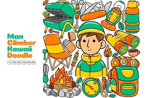 The Power of Playful Visuals: Exploring the Man Climber Kawaii Doodle Illustration Collection