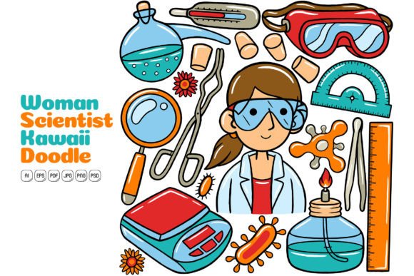 Woman Scientist Kawaii Doodle Art: A Versatile Toolkit for Modern Visual Communication